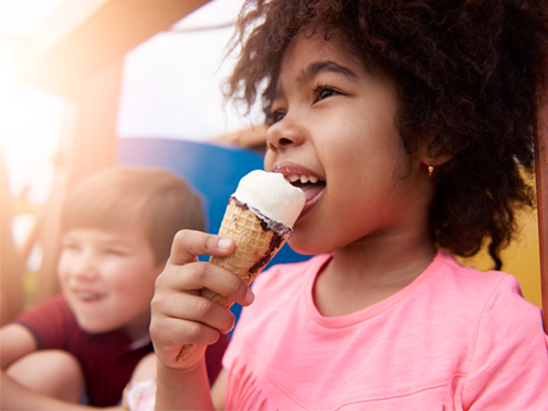 Little girl eating an ice cream cone